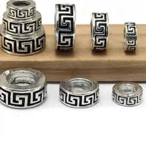 Large Hole Metal Beads For Jewellery Making Ring Antique Silver 8.5mm 10.5mm - Picture 1 of 4