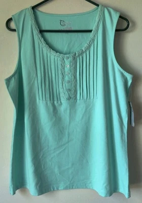 Camiseta sin mangas Classic Elements para mujer Aruba azul escote detalle talla grande nueva con etiquetas Foto 1 de 4