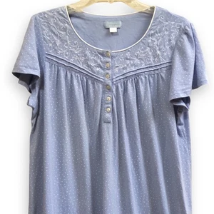 Celestial Dreams Nightgown Women's Large Lavender Dots Lace Trim Embroidered - Picture 1 of 5
