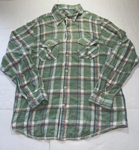 Men True Grit Flannel Size M Green Colorful Button Up Long Sleeve - Picture 1 of 13