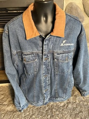 Vtg Trucker Denim Jean Jacket Size XL Advance Swingster Fleece Lined Excellent - Image 1 of 4