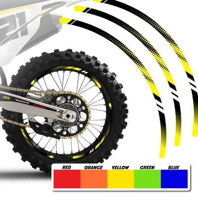 Yellow Dirt Bike MX Wheel Rim Sticker D01B For Suzuki DR 200S 23 22 21 20 19 18 Foto 1 de 4
