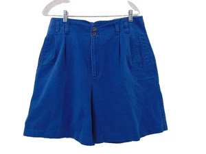 Vintage 80er Merona blaue Shorts 16 Damen hohe Paperbag Taille plissiert weites Bein - Bild 1 von 9