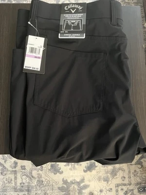 Callaway Men’s Golf Pants 38 Waistband 30 Length Black Polyester Blend Stretch - Image 1 of 2