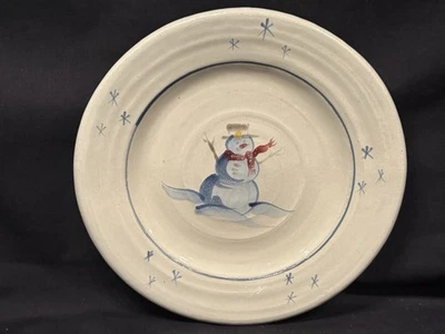 Vtg Rowe Pottery Works Stoneware Snowman Plate 9-1/8" Cambridge, Wis. - Image 1 of 4