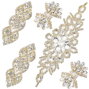 Juinte 5 Stück Kristall Strass Applikation Hochzeit auf Strass Schärpe Haarappl... - Bild 1 von 7