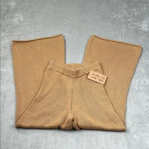 NEW The Simple Folk 0/XS 100% Organic Cotton Carmel Cozy Tan Elastic Knit Pants - Picture 1 of 13