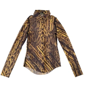 JEAN PAUL GAULTIER Archive Leopard Nylon Shirt Size40 - Picture 1 of 12