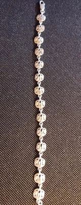 Unique Sterling Silver Sand Dollar Link Bracelet 7.5in Lobster Clasp Beachy Fun - Image 1 of 3