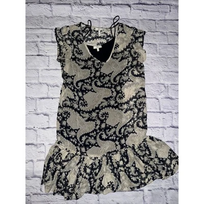 Платье цельнокроеное женское Joie 100% шелк шифоновое с принтом с воланами подол размер S с подкладкой - Изображение 1 из 3