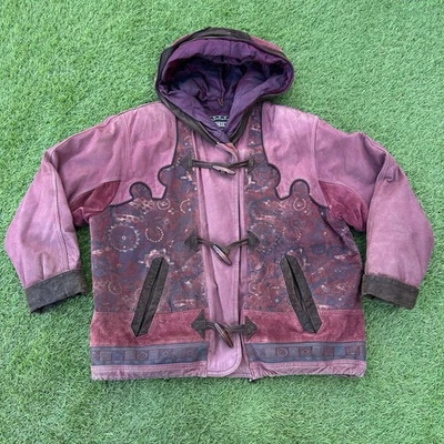 VTG Winlit 1969 Women’s Leather Suede Patch Bomber Jacket L Paisley Boho - Image 1 of 4