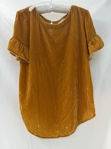 LOFT Gold Velour Top XS Rüschenärmel Boho Urlaub festlich feminin Girlcore - Bild 1 von 11
