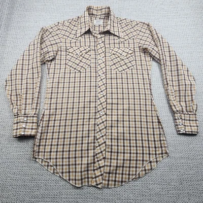 Vintage H Bar C Shirt Mens Large Western Pearl Snap Plaid Ranchwear 70s - Image 1 of 4