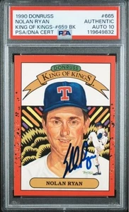 1990 Donruss DK Nolan Ryan HOF Signed Baseball Card PSA/DNA 10 Certified Auto - Picture 1 of 3