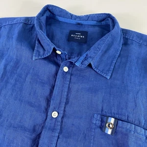 Escales Paris Button Up Hemd Herren 4XL Blau Leinen Kurzarm Limited Edition - Bild 1 von 13