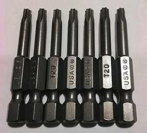 7 piezas HECHO EN EE. UU. T-20×2" 1/4" HEXAGONAL LIBERACIÓN RÁPIDA TORX BIT DRIVER SET EE. UU. 🇺🇸 - Imagen 1 de 3