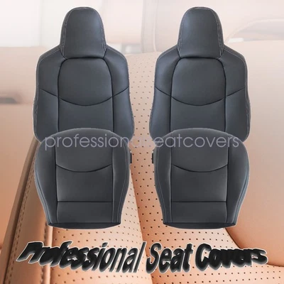 Fits 09-14 Mazda MX-5 Miata Driver & Passenger Bottom & Top Leather Cover Black - Image 1 of 4