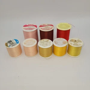 8 spools Sewing thread Mixed lot - Polyester Thread - Pinks / Reds / Yellow - Picture 1 of 3