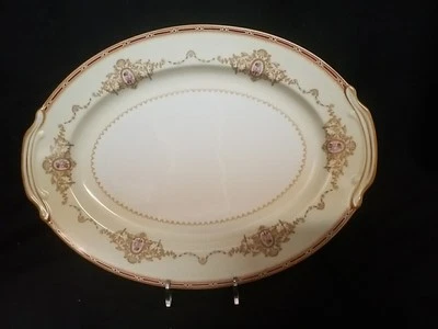 De colección. Plato para servir Noritake Nippon Toki Kaisha 14", borde rojo, medallón floral Foto 1 de 4