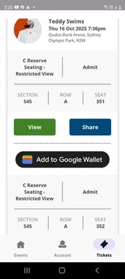 2 x Teddy Swims Sydney tickets - image 1 of 2