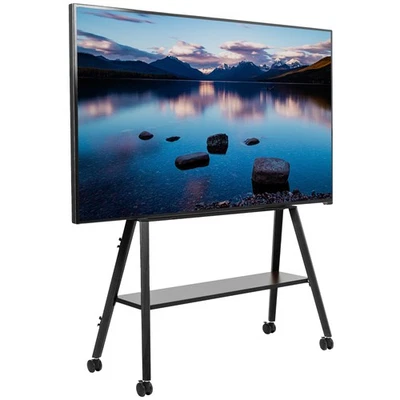 VIVO Black Rolling Easel Studio TV Floor Stand + Shelf, Fits 43" to 75" Screens - Image 1 of 4