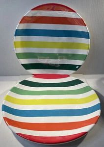 Zak Designs Summer Rainbo Pride Pair 11”Melamine Dinner Plates Colorful Patio - Picture 1 of 9