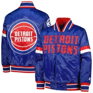 Detroit Pistons NBA Starter Herren Snap-Up Satin Bomberjacke - Bild 1 von 11