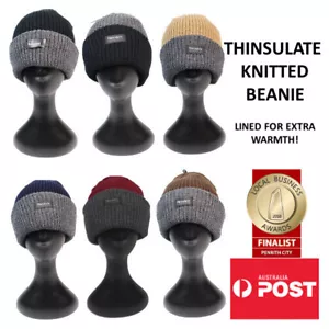 Thinsulate Knitted Thermal Beanie in Black, Brown, Grey, Mustard, Navy, Red - Picture 1 of 19