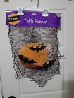 72 in White Opaque Sheer With Spider Webs an Orange Moon & Black Bats