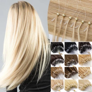 Extension Capelli SPESSI Micro Anello Loop Nano Perline Remy Capelli Umani Veri Testa Piena - Foto 1 di 28