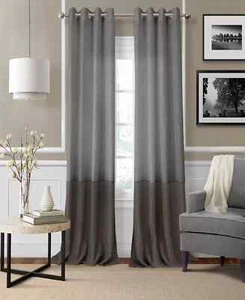 Elrene Melody Sheer Colorblocked Contemporary 52" x 84" Curtain Panel - Grey - Picture 1 of 1