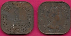 MALAYA AND BRITISH BORNEO 1 CENT 1958 VF-XF QUEEN ELIZABETH II,CROWNED BUST FACI - Picture 1 of 1