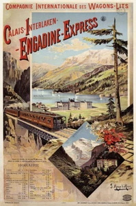 Engadine Express Calais Interlaken Wagons Lits Maloja Eisenbahn Plakate A3 251 - Bild 1 von 1
