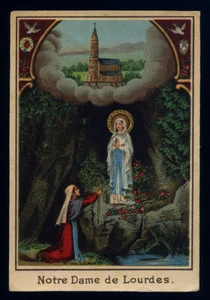 antike Heilige Chrom Ölgemälde - Heilige Karte MADONNA VON LOURDES - Bild 1 von 1