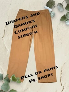 Pull-On Chinos Comfort Stretch Draper's & Damon's Petite Lrg Easy Dark Camel $70 - Picture 1 of 12