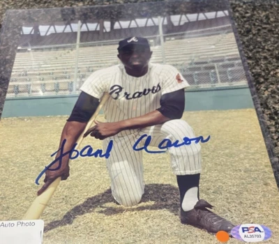 Hank Aaron Signed PSA COA 8x10 Photo - Image 1 of 2