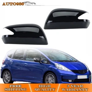 For Honda Jazz 2009-2014 Door Wing Mirror Cover Cap Indicator Glossy Black Pair - Picture 1 of 12