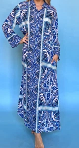 ANTICA SARTORIA 2024 BLUE AQUA & PURPLE LONG MUMU/KAFTAN/DRESS NWT L/XL TO XXL - Picture 1 of 6