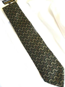 J.Z. Richards Green Gray Gold Handmade Silk Striped Necktie XL - Picture 1 of 4