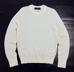 LUXURY Auth Men's Louis Vuitton Damier Monogram Crewneck Wool Sweater - M - Picture 1 of 12