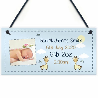 RED OCEAN PERSONALISED Newborn Baby Boy Gift Hanging Nursery Sign Keepsake