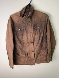 Barbour Brown Wax Jacket with Corduroy Collar Size 14 (L) - Picture 1 of 16