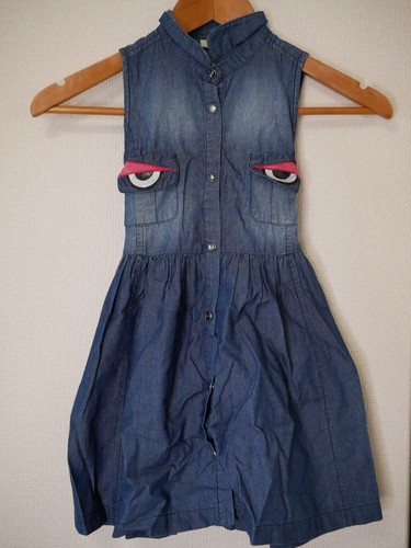 Gonna denim originale abito FENDI 6A blu indaco senza maniche Monster AKUXV 001 #K33