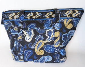 JORDAN ACCESSORIES NYC BLUE PAISLEY QUILTED BAG ZIP SHOULDER STRAP 16" x 11" - Picture 1 of 8