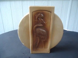 vintage art deco Huntley pottery 517 vase crane & fish heron Australia - Picture 1 of 5
