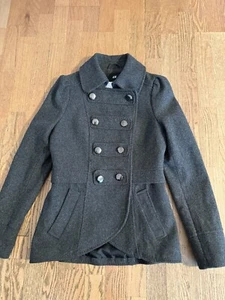 NUEVO CON ETIQUETAS H&M MODA MILITAR CHAQUETA ABRIGO BLAZER TALLA 6 EE. UU. GRIS - Imagen 1 de 8