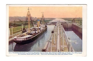 Canal Zone / USA Navy Ship - SS Washington - in the Locks - Postcard - - Afbeelding 1 van 2