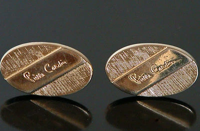 Rare Vtg Pierre Cardin Oval Gold Tone Designer Cuff Links   - Image 1 of 3