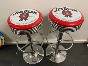 JIM BEAM BOURBON PREMIUM BAR STOOL X 2 ADJUSTABLE HEIGHT WHISKEY JACK JOHNNIE - Picture 1 of 11