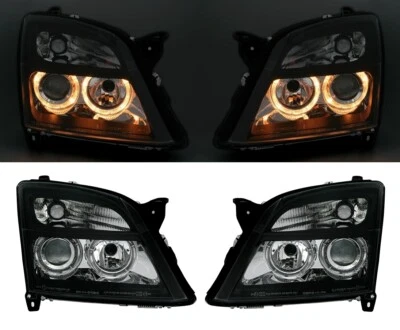 Juego de faros Angel Eyes para Opel Vectra C + Signum en cristal transparente negro H7 - Imagen 1 de 4